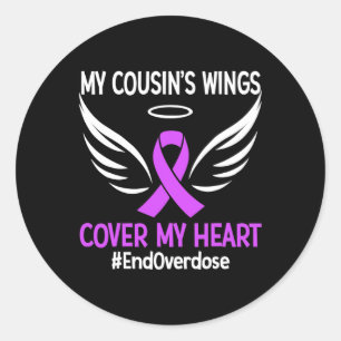 Einde Overdosis Mijn neef's Wings Hoesje Mijn Hart Ronde Sticker