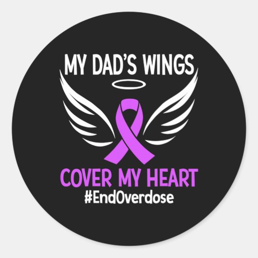 Einde Overdosis Mijn Papa's Wings Hoesje Mijn Hart Ronde Sticker (Voorkant)