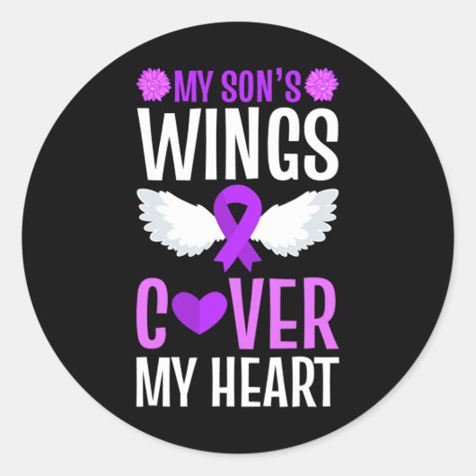 Einde Overdosis Mijn Zoon's Wings Hoesje Mijn Hart Ronde Sticker (Voorkant)