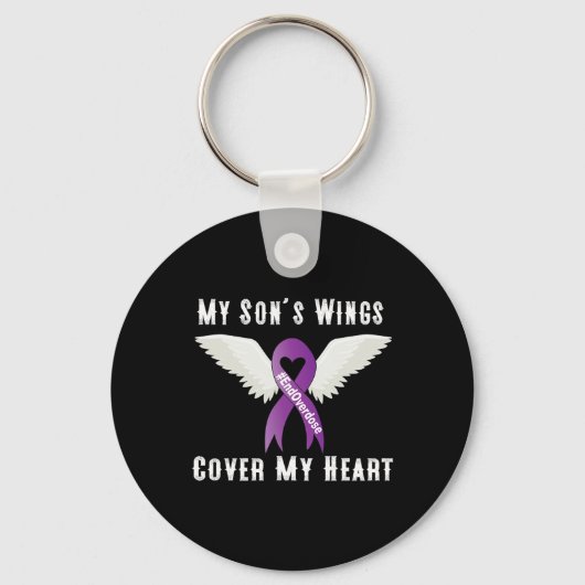 Einde Overdosis Mijn Zoon's Wings Hoesje Mijn Hart Sleutelhanger (Voorkant)