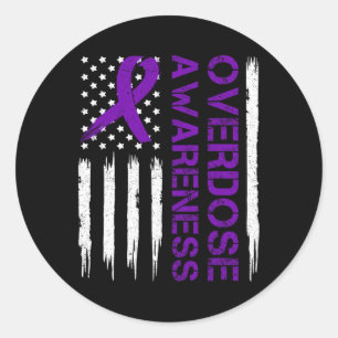 Einde Overdosis Paarse Lint Opioid Overdosis Bewus Ronde Sticker