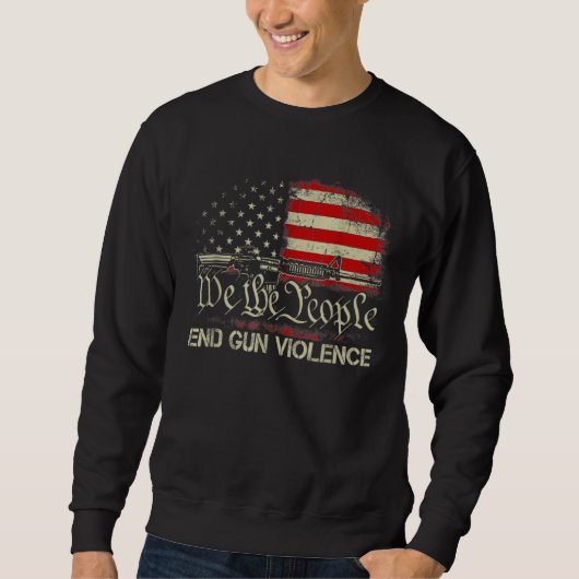Einde Pistool Geweld Retro Amerikaanse Vlag Oud Trui (Voorkant)