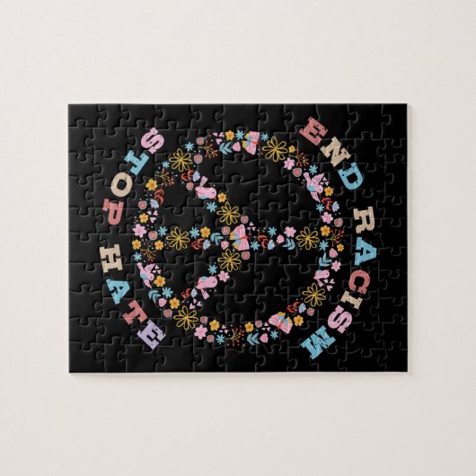 Einde racisme Stop haat Legpuzzel (Horizontaal)