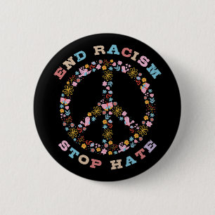 Einde racisme Stop haat Ronde Button 5,7 Cm