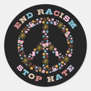 Einde racisme Stop haat Ronde Sticker