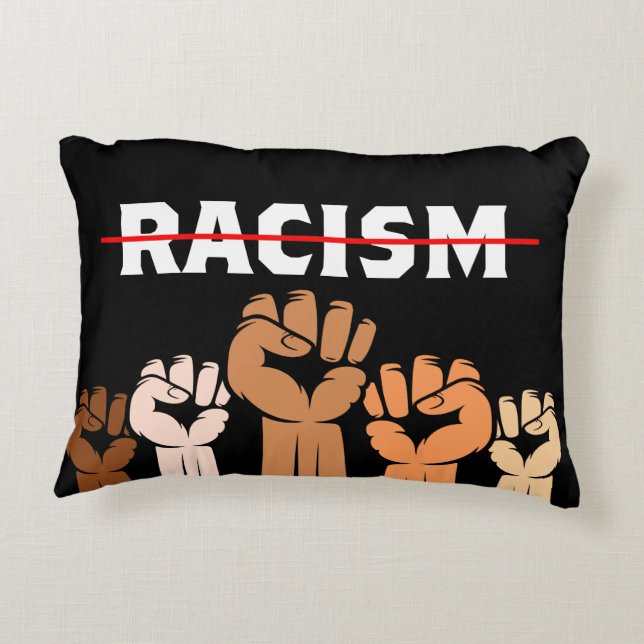 Einde racistisch multiShade Fists Accent Pillow Kussen (Achterkant)