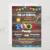 Einde school Begin zomerpool Kaart (Voorkant)