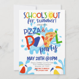 Einde School Pizza & Pool Party Uitnodiging