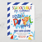Einde School Pizza & Pool Party Uitnodiging (Voorkant / Achterkant)