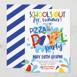 Einde School Pizza & Pool Party Uitnodiging