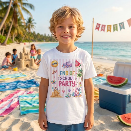 Einde schoolfeest strepen T-shirt