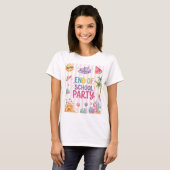 Einde schoolfeest strepen T-shirt  (Voorkant volledig)