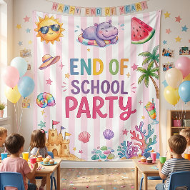 Einde Schoolfeest Strepen Wandkleed