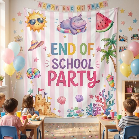 Einde Schoolfeest Strepen Wandkleed