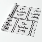 Einde schoolzone verkeersbord cadeaupapier (Uitgerold)