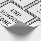 Einde schoolzone verkeersbord cadeaupapier (Hoek)