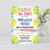 Einde Seizoen Softbal Feest Uitnodiging (Staand voorkant)