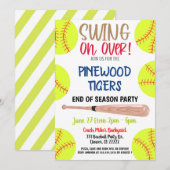 Einde-seizoen softbalfeest uitnodiging (Voorkant / Achterkant)