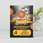einde seizoensbanket basketbal kaart (Staand voorkant)