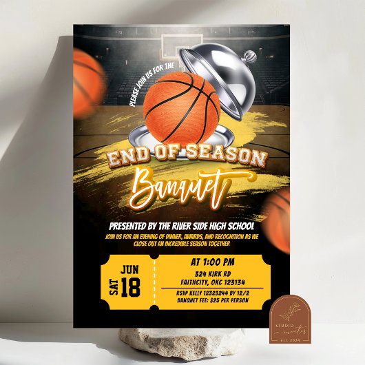 einde seizoensbanket basketbal kaart