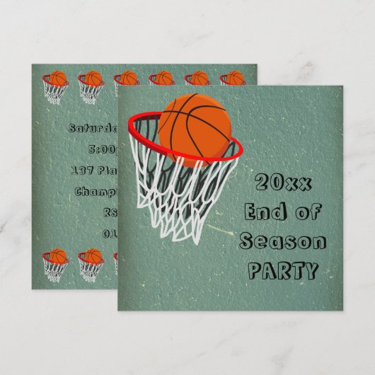Einde uitnodiging van de Basketball-partij (Voorkant / Achterkant)
