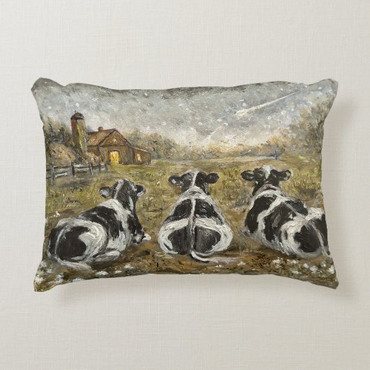 Einde van de dag koeien Whimsical boerderij koe vi Accent Kussen (Voorkant)