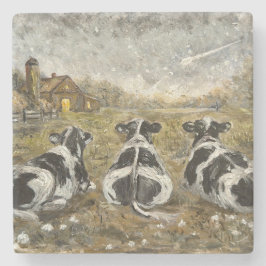 Einde van de dag koeien Whimsical boerderij koe Vi Stenen Onderzetter
