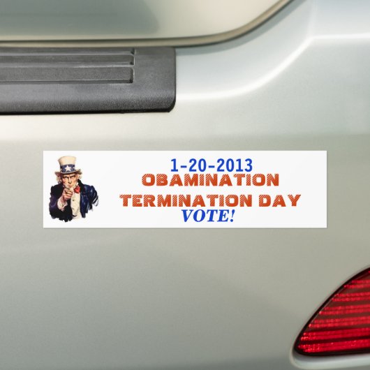 Einde van de OBAMINATIE 1-20-13 Bumpersticker (Op auto)