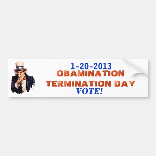 Einde van de OBAMINATIE 1-20-13 Bumpersticker (Voorkant)