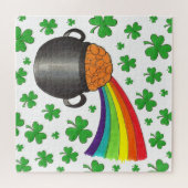 Einde van de Rainbow Shamrock Pot of Gold Lucky Legpuzzel (Horizontaal)