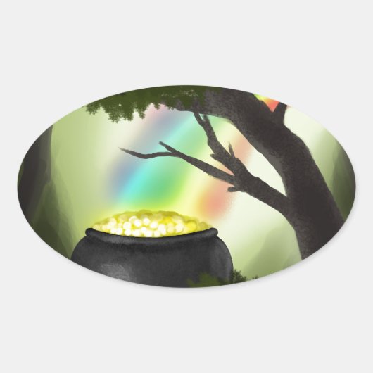 Einde van de regenboog ovale sticker (Voorkant)