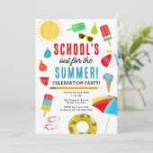 Einde van de School Fun Kinder Summer Pool Party Kaart (Staand voorkant)