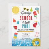 Einde van de School Fun Kinder Summer Pool Party Kaart (Voorkant)