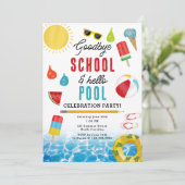 Einde van de School Fun Kinder Summer Pool Party Kaart (Staand voorkant)