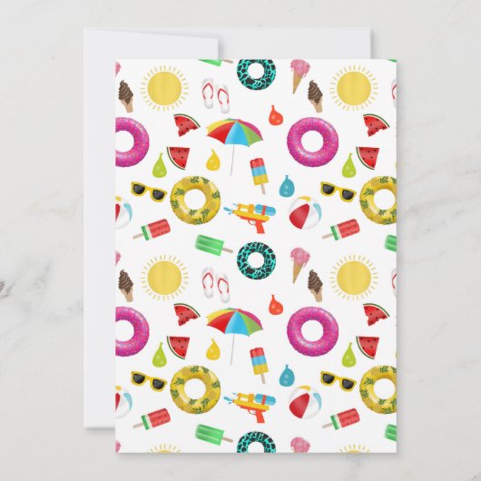 Einde van de School Fun Kinder Summer Pool Party Kaart (Achterkant)