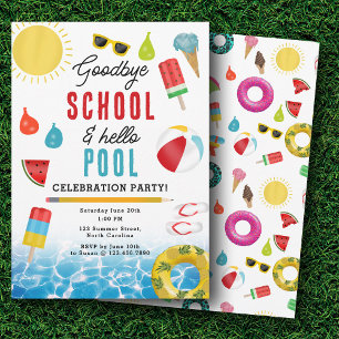 Einde van de School Fun Kinder Summer Pool Party Kaart