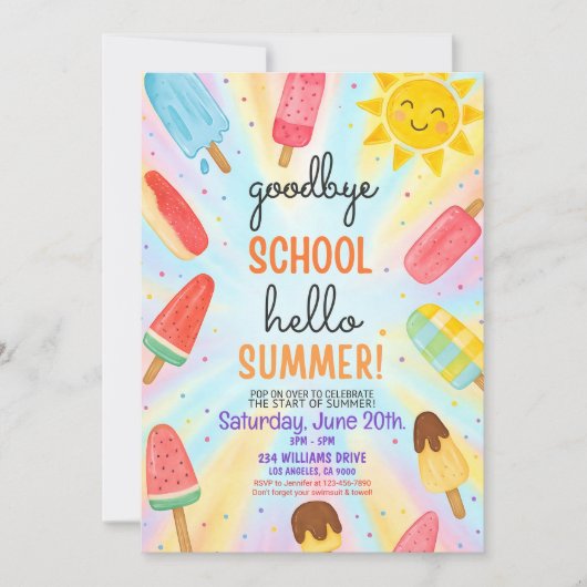 Einde van de School Party Invitation, Scholen Out  Kaart (Voorkant)