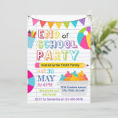 Einde van de schoolfeest bewerkbare uitnodiging, s kaart (Staand voorkant)