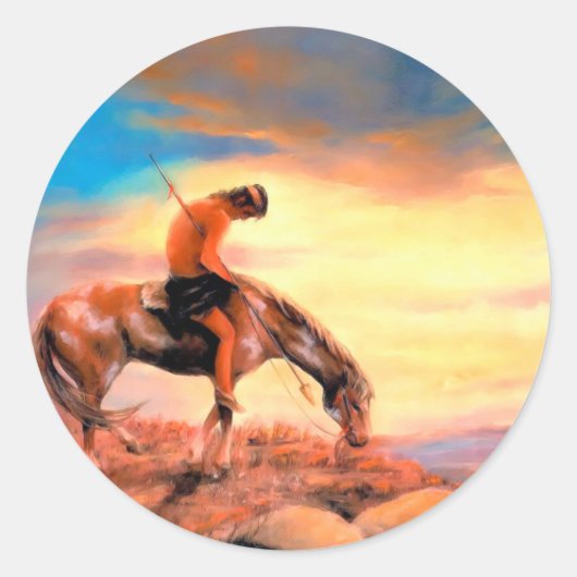 Einde van de Trail Native American Round Sticker (Voorkant)