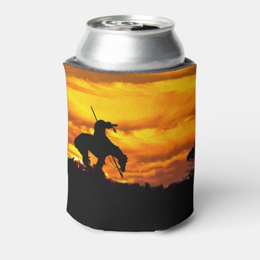 Einde van de Trail Silhouette Met Zonsondergang Blikjeskoeler (Blikje Achterkant)