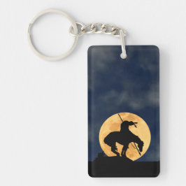 Einde van de trein met volle maan sleutelhanger