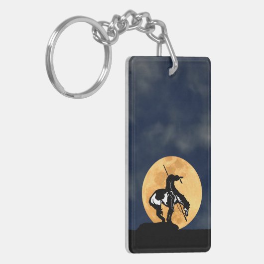 Einde van de trein met volle maan sleutelhanger (Voorkant Links)