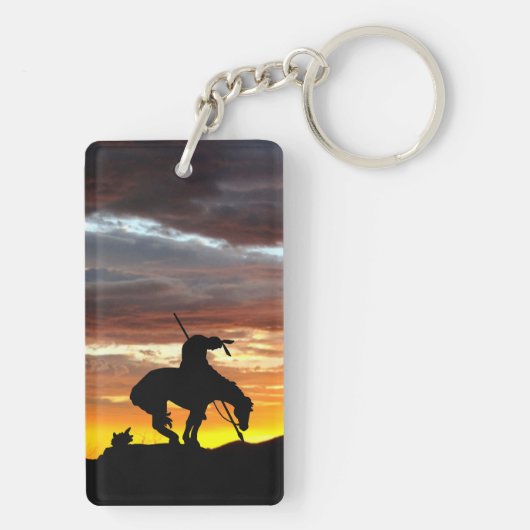 Einde van de trein met zonsondergang sleutelhanger (achterkant)