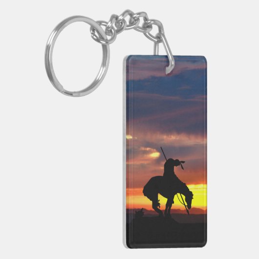 Einde van de trein met zonsondergang sleutelhanger (Voorkant Links)