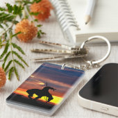 Einde van de trein met zonsondergang sleutelhanger (Voorkant Rechts)