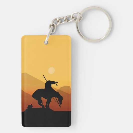 Einde van de trein met zonsondergang sleutelhanger (achterkant)