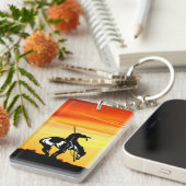 Einde van de trein met zonsondergang sleutelhanger (Voorkant Rechts)