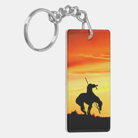 Einde van de trein met zonsondergang sleutelhanger (Voorkant Links)