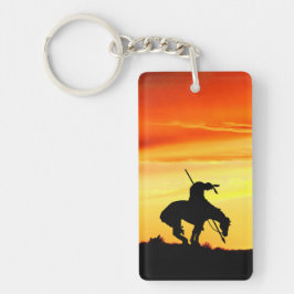 Einde van de trein met zonsondergang sleutelhanger