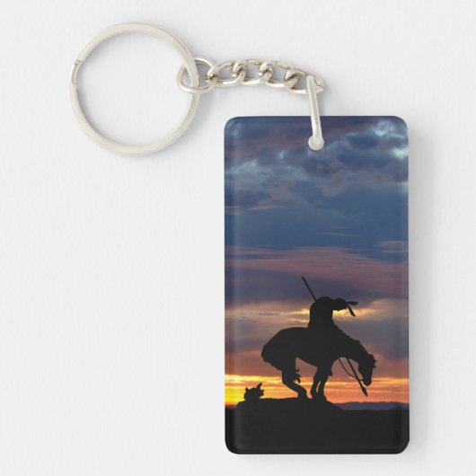 Einde van de trein met zonsondergang sleutelhanger (Voorkant)